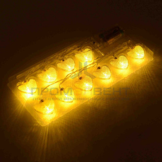 15-61 Гирлянда светодиодная "Сердце", 2АА, 1,5 м, 10 ламп, золото/хром